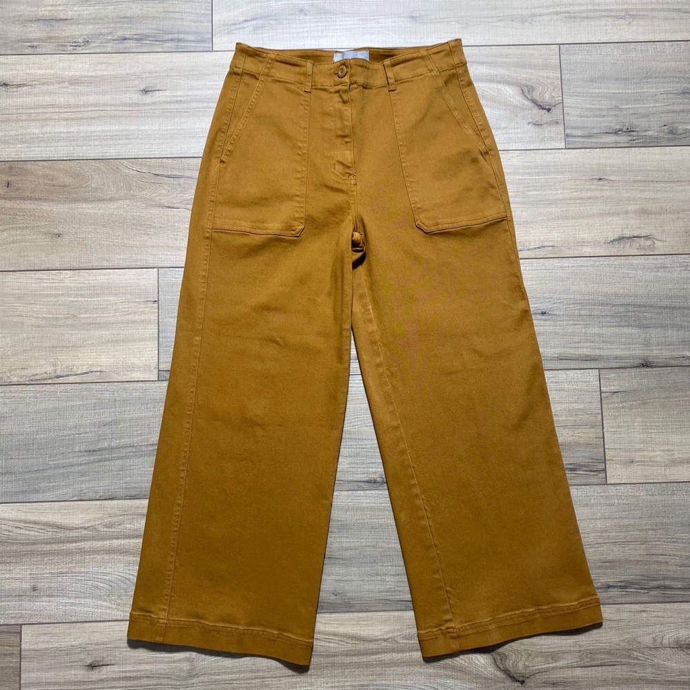 EVERLANE WOMEN'S THE WIDE LEG CROP UTILITY PANT Size 8 Golden Brown